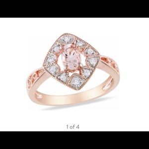 Morganite and Diamond Sterling Silver Ring
